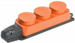 РБ33-1-0м Розетка трехместная ОМЕГА IP44 оранжевая IEK | арт. PKR61-016-2-K09 | IEK  